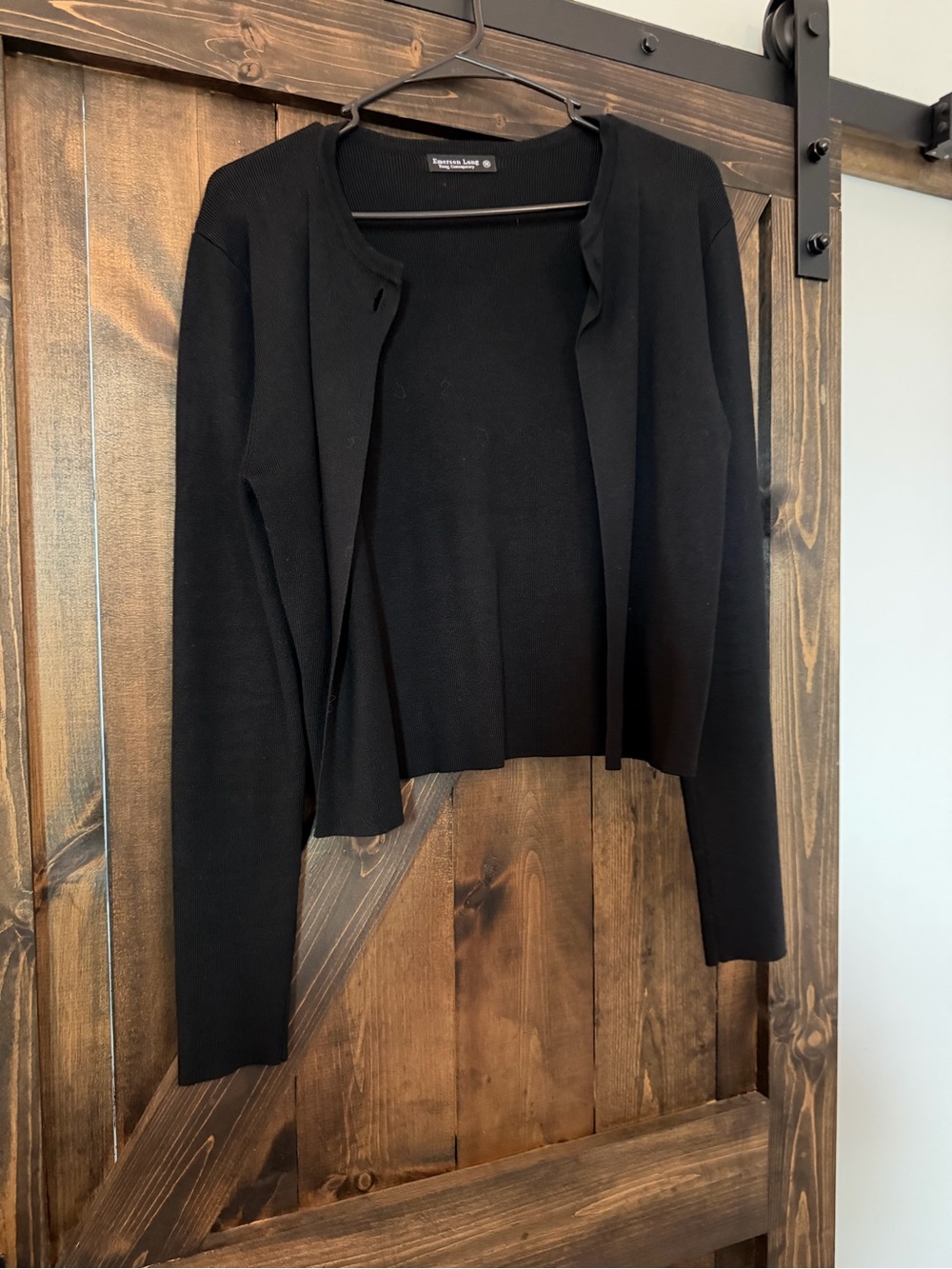 Emerson Lang Black Cropped Open Cardigan